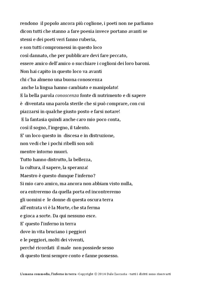 l'umana commedia l'inferno in terra dale zaccaria02_l'inferno in terra canto primo